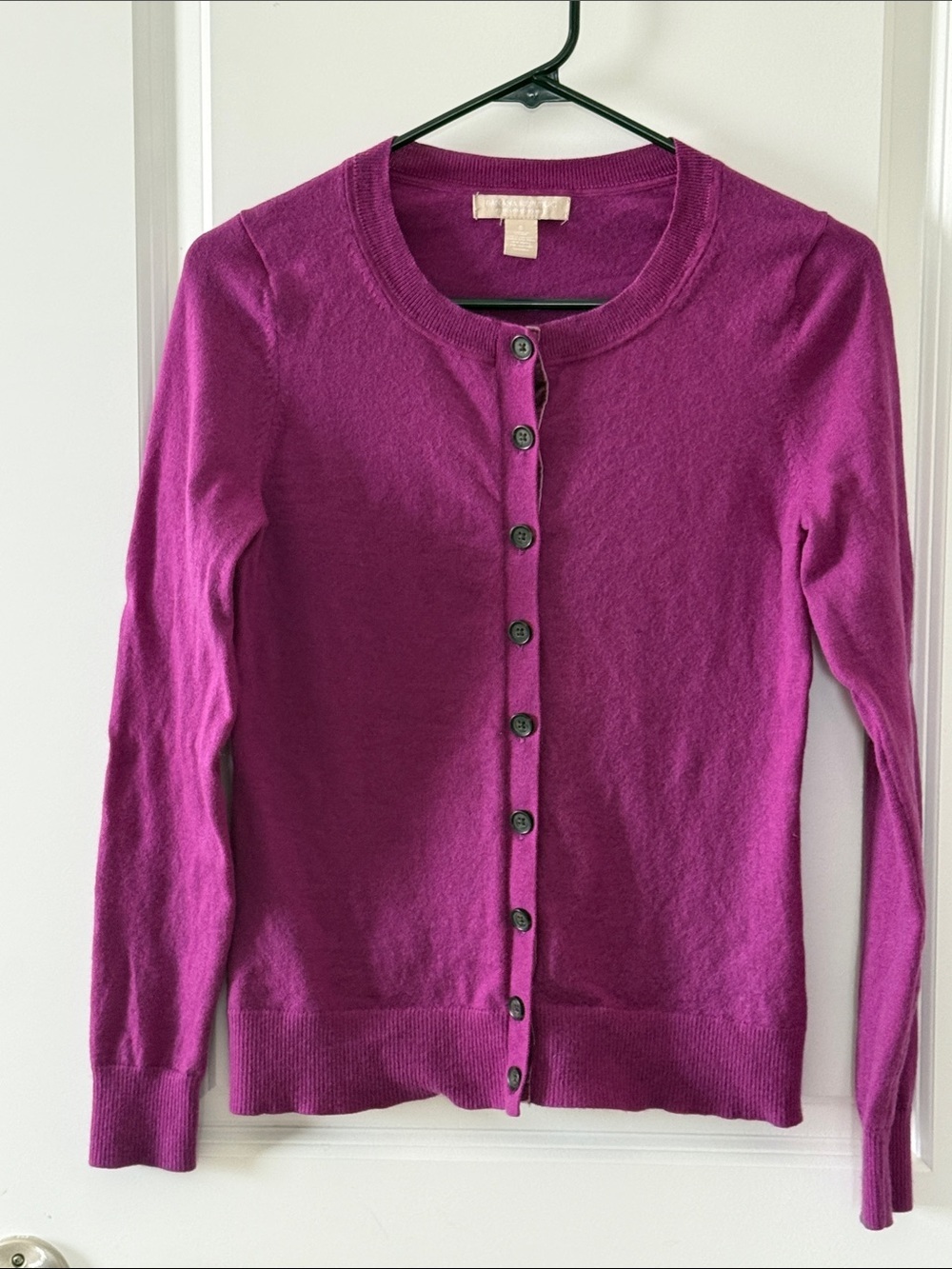 Banana Republic Purple Crewneck Button Cardigan, Small